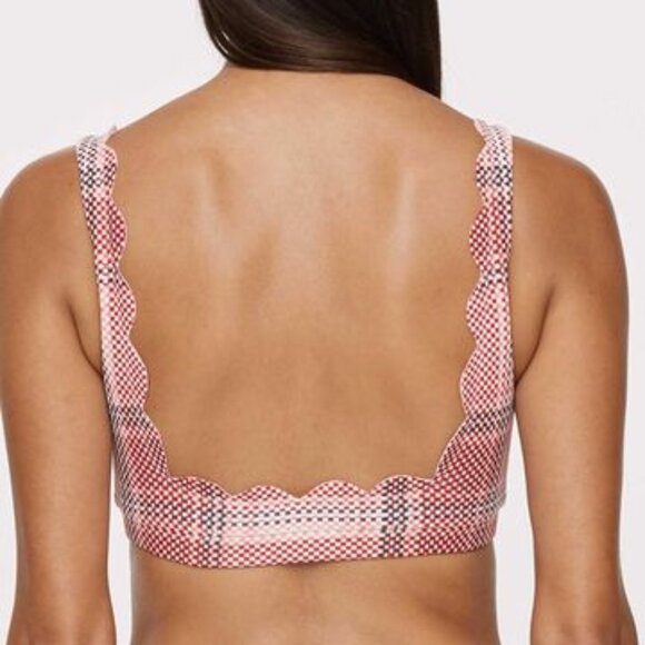 Marysia Pink Plaid Palm Springs Scallop Edge Bikini Swim Top S NWOT - Picture 3 of 8